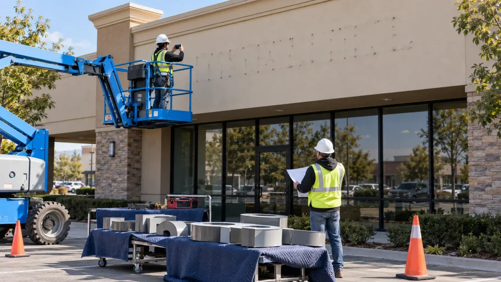 Commercial Sign Removal and Facade Restoration in Stockton