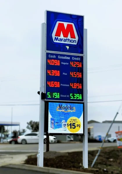 LED fuel price sign installation